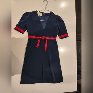 Gucci Navy Dress with Red Accents